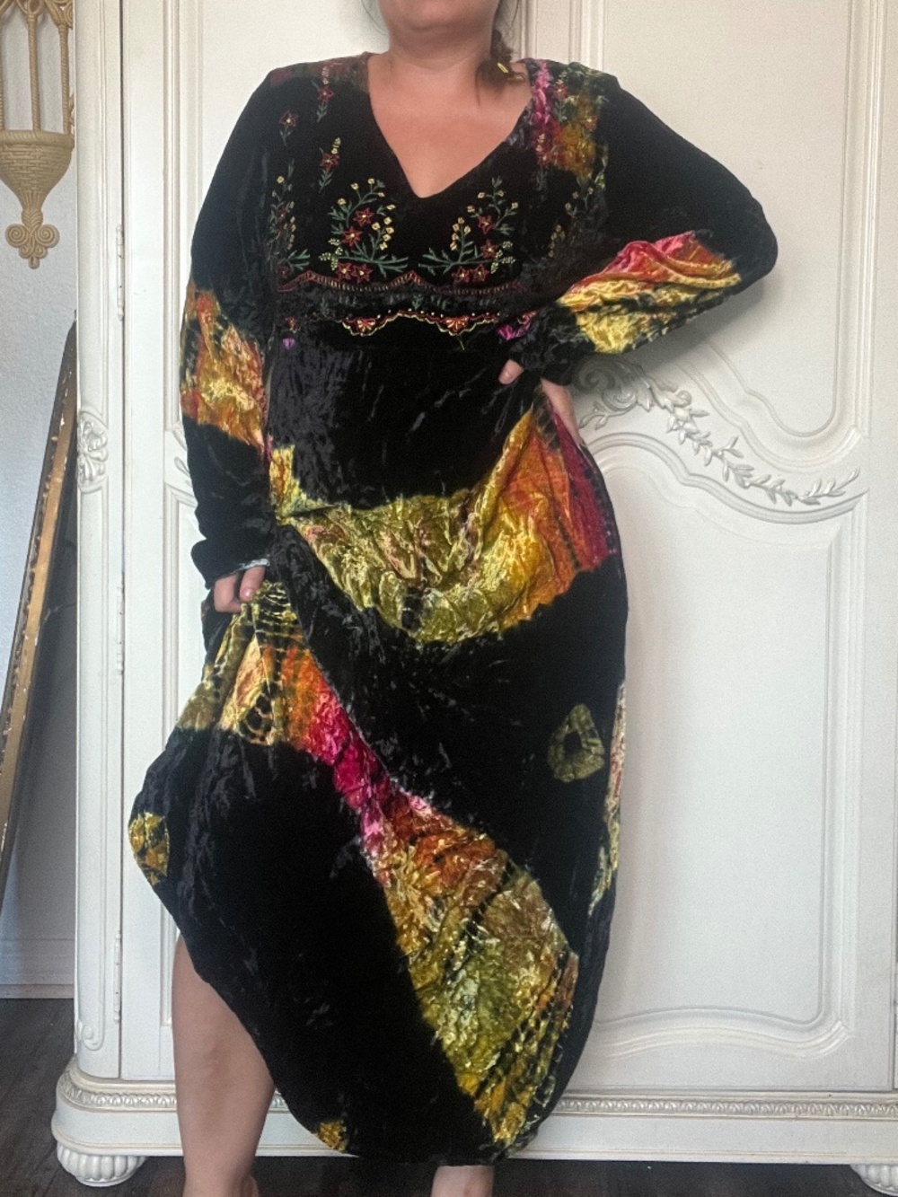 90s Indian papillon beautiful velvet embroidered dress